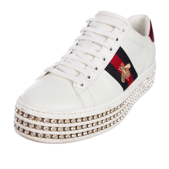 gucci platform rhinestone sneakers